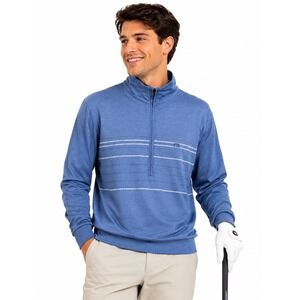 Travis Mathew Splash Of Color Blue Quarter Zip Golf Pullover Size Large